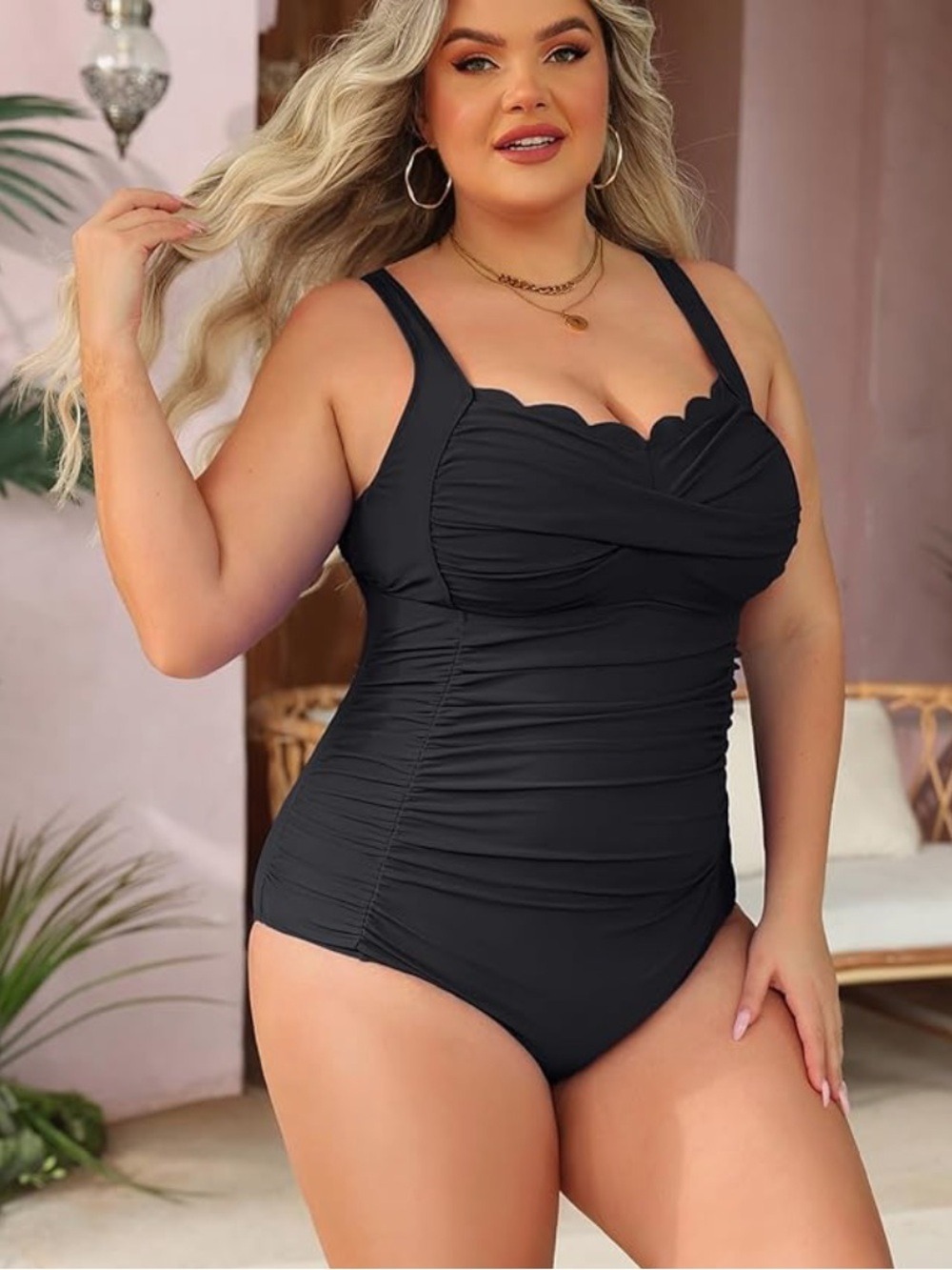 Aqua Eve Plus Size One Piece Swimsuit Tummy Control Bathing Suit Full Coverage